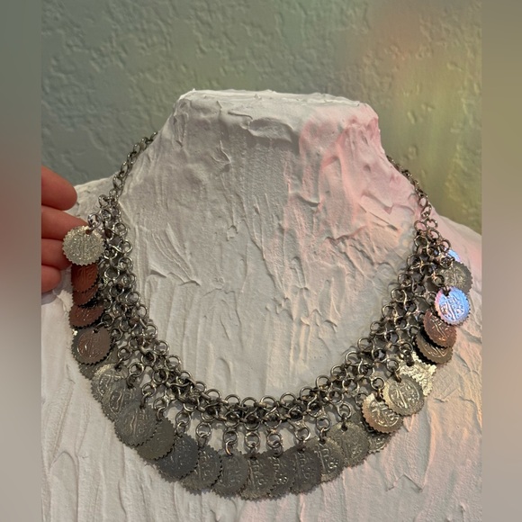 coin necklace Jewelry - Elegant Silver Coin Necklace beautiful for any outfit